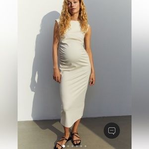 HM mama maternity cream jersey midi dress